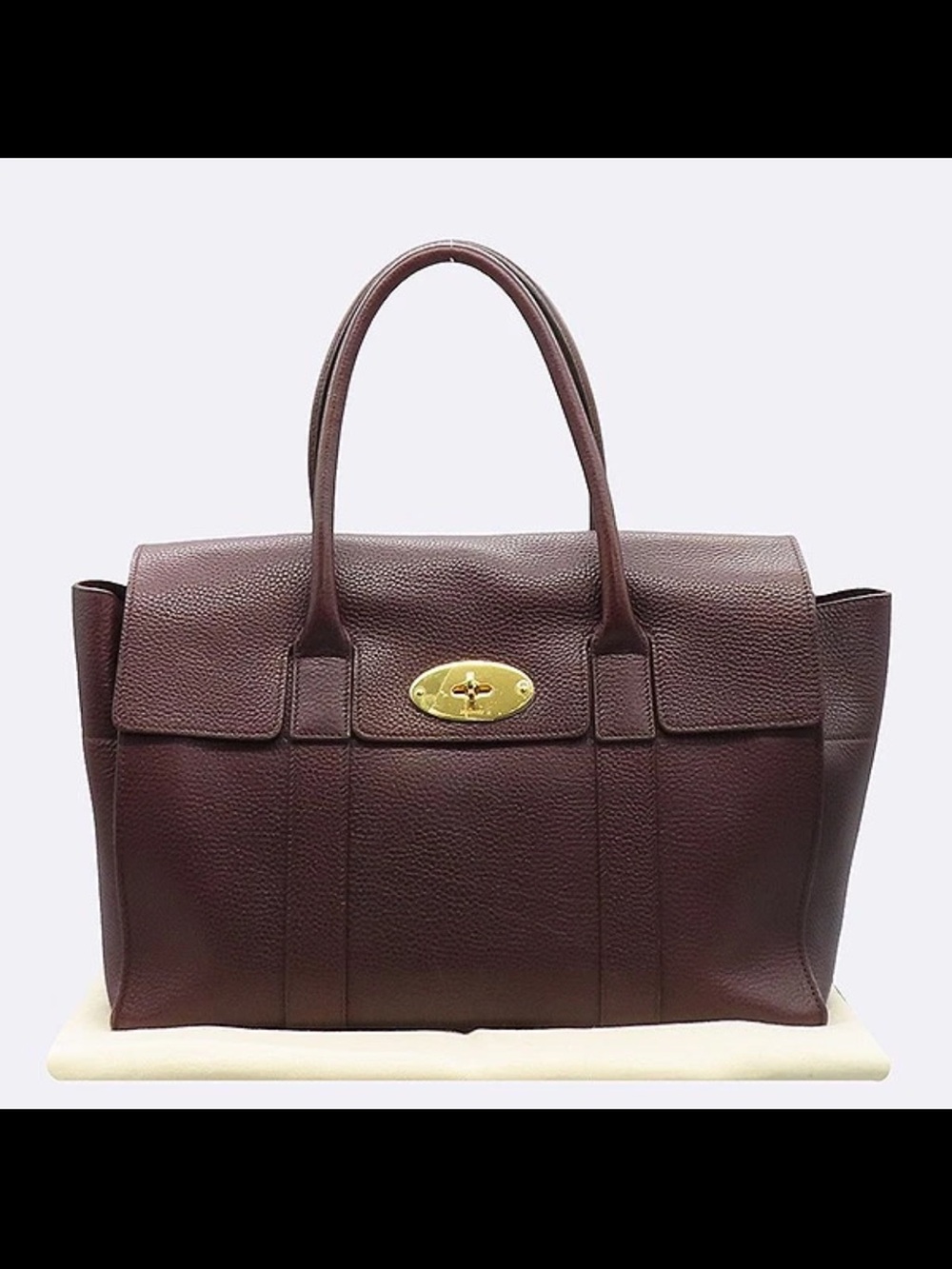 Mulberry Deep Brown Pebbled Leather Bayswater Satchel with Gold Hardware